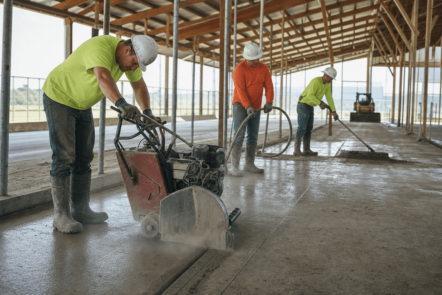 Fair flat-rate concrete grooving pricing at 75 cents per square foot for dairy barn floors